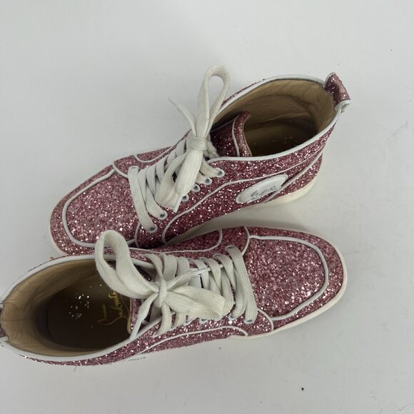Christian Louboutin Sparkling Pink High-Top Sneakers - Picture 10 of 15